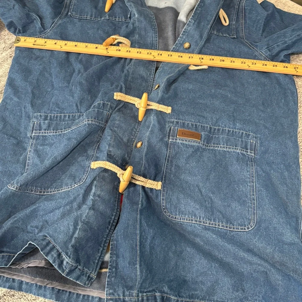 Vtg Denim Co Womens Duffle Chore Coat 2X Hooded Toggle Barn Fleece Lined 21230